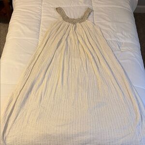 Source Unknown Cream Beaded Halter Swim Coverup